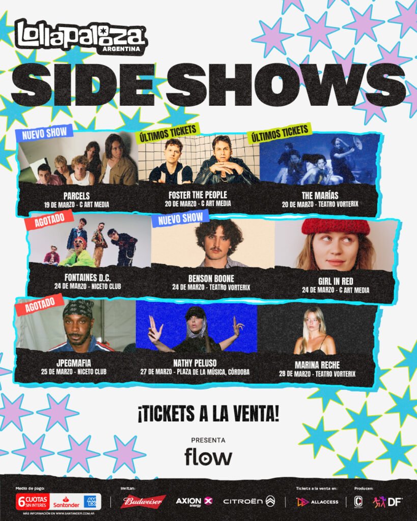 PARCELS Y BENSON BOONE SE SUMAN A LA CARTELERA DE SIDESHOWS DE LOLLAPALOOZA 2025